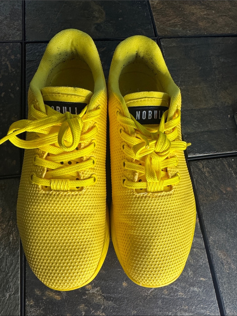 NOBULL Women Yellow Knit Lace-Up Sneakers